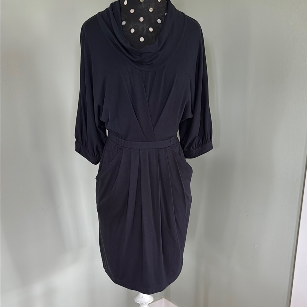 Elegant dark Blue Cowl Neck Dress